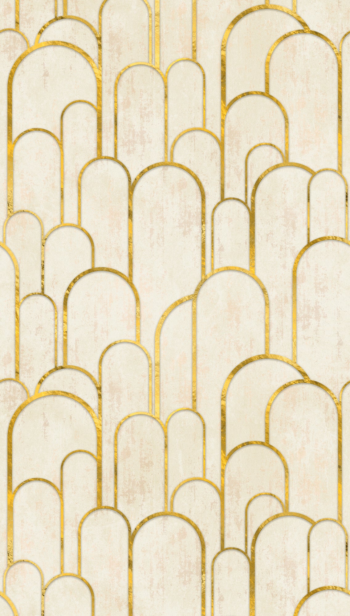 Fototapete Art Déco Bögen Gold Beige - 1,59 m x 2,80 m