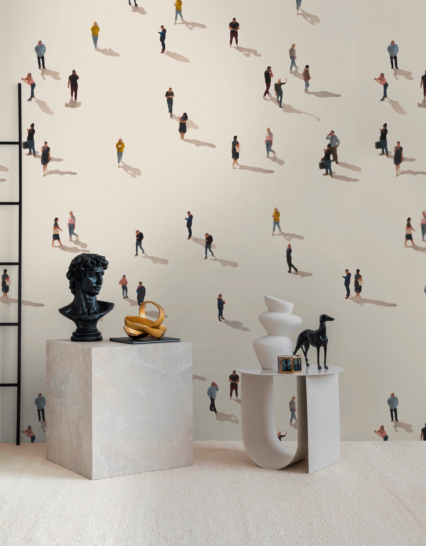 Fototapete Miniatur Menschen Beige Bunt - 1,59 m x 2,80 m