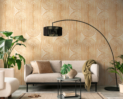 Fototapete Geometrische Bögen Beige Gold - 1,59 m x 2,80 m