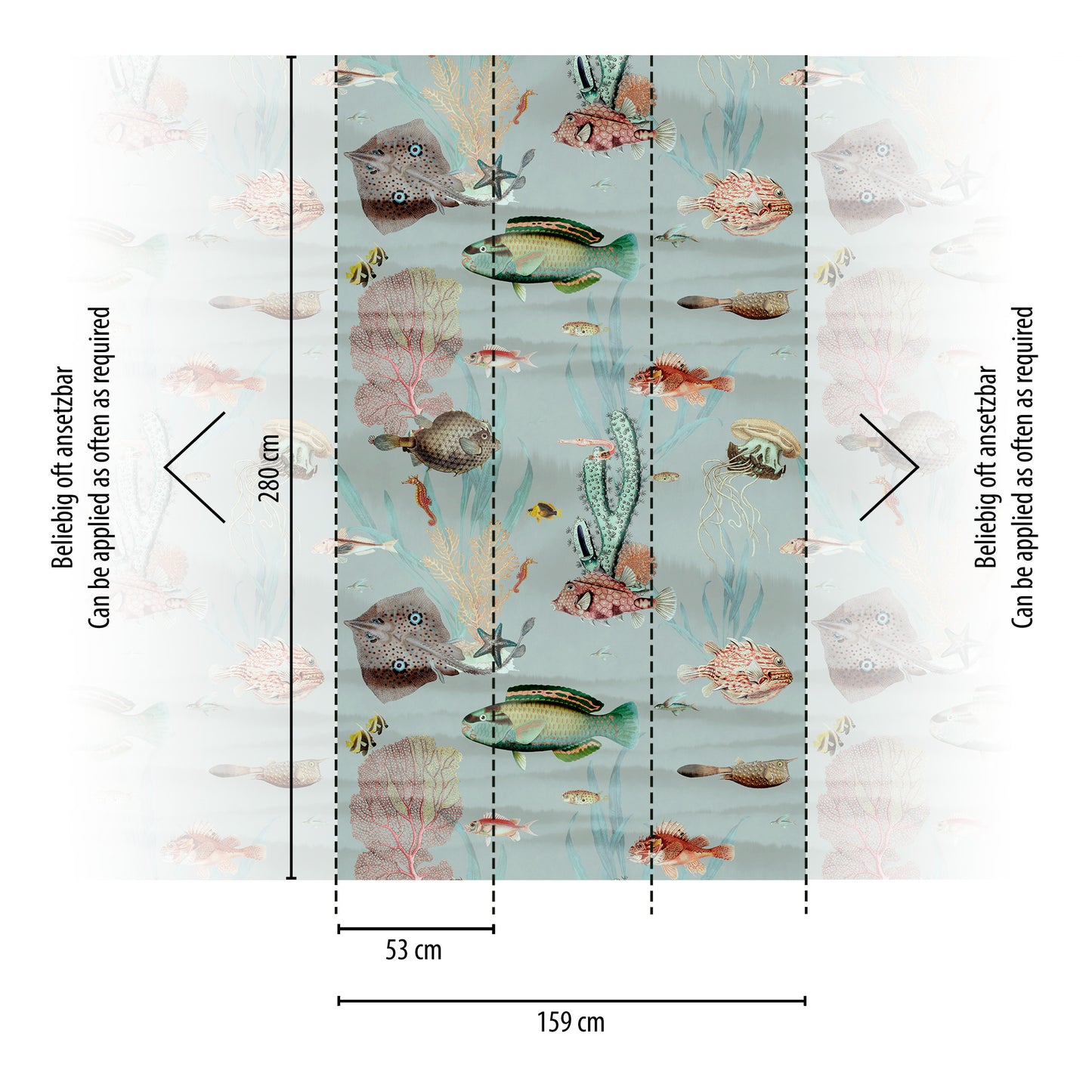 Fototapete Meereswelt Fische – 1,59 m x 2,80 m