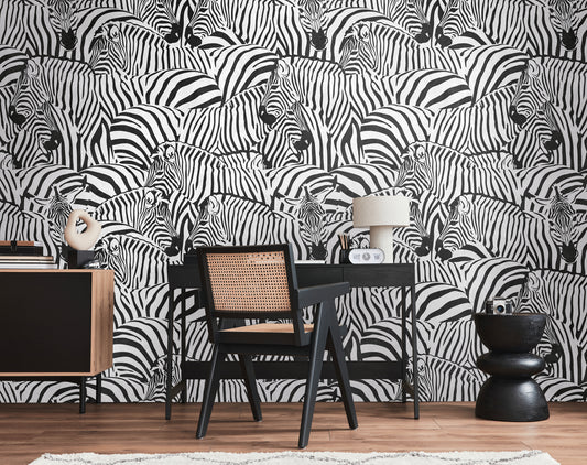 Fototapete Zebras Schwarz Weiß - 1,59 m x 2,80 m