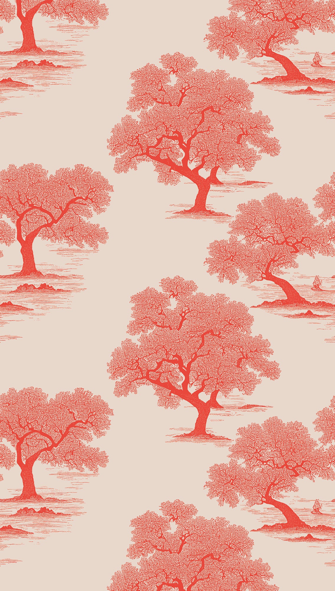 Fototapete Bäume Koralle Beige - 1,59 m x 2,80 m