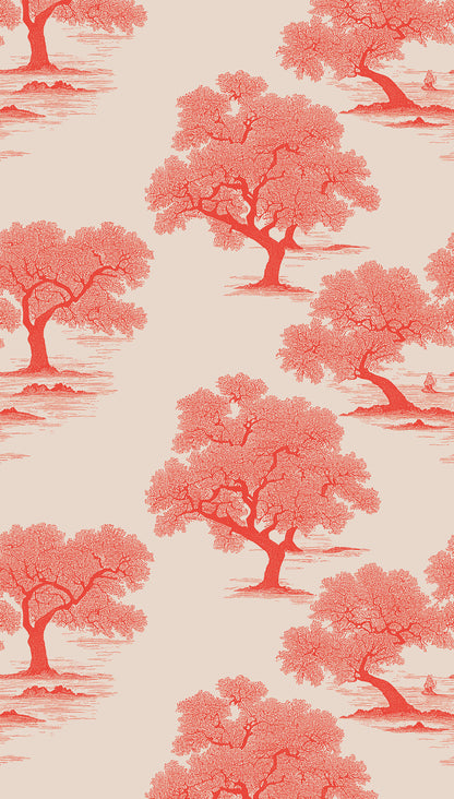 Fototapete Bäume Koralle Beige - 1,59 m x 2,80 m