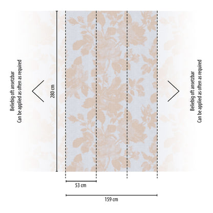 Fototapete Blätter Beige Grau - 1,59 m x 2,80 m