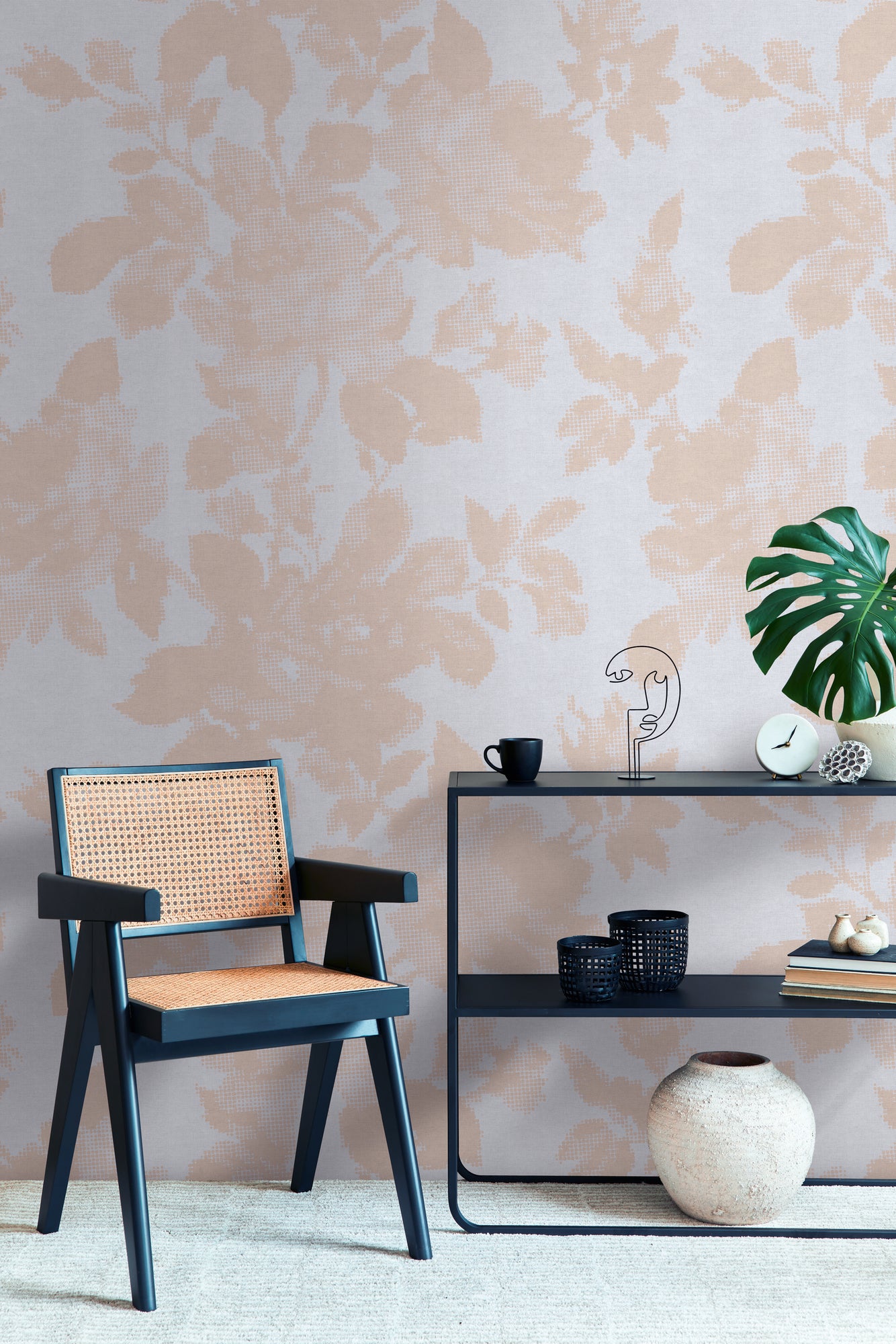 Fototapete Blätter Beige Grau - 1,59 m x 2,80 m