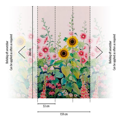 Fototapete Sonnenblumen Bunt - 1,59 m x 2,80 m