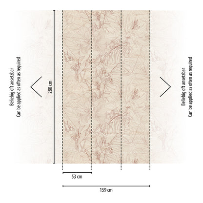 Fototapete Tropische Blumen Beige - 1,59 m x 2,80 m