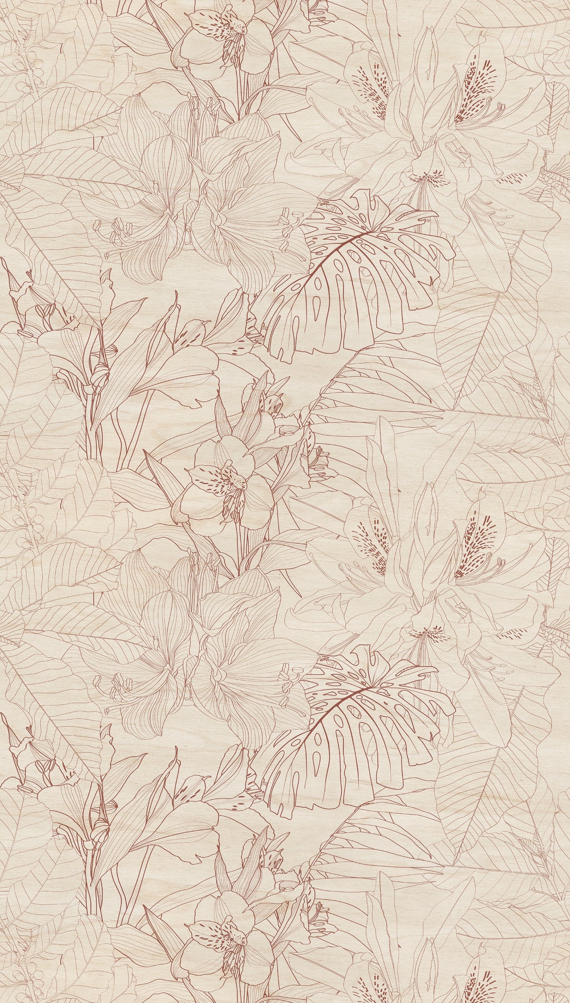 Fototapete Tropische Blumen Beige - 1,59 m x 2,80 m