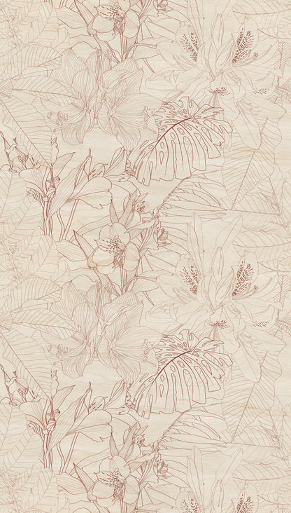 Fototapete Tropische Blumen Beige - 1,59 m x 2,80 m