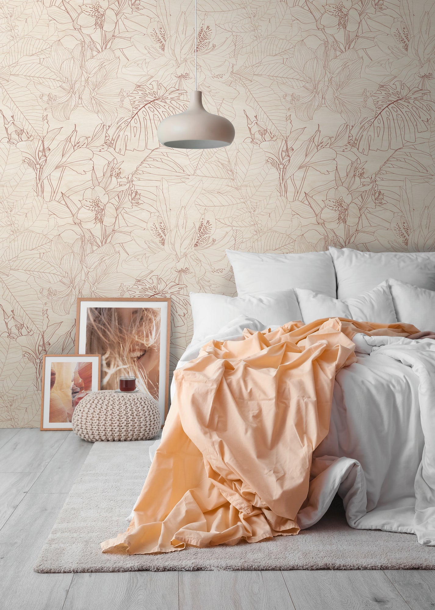 Fototapete Tropische Blumen Beige - 1,59 m x 2,80 m