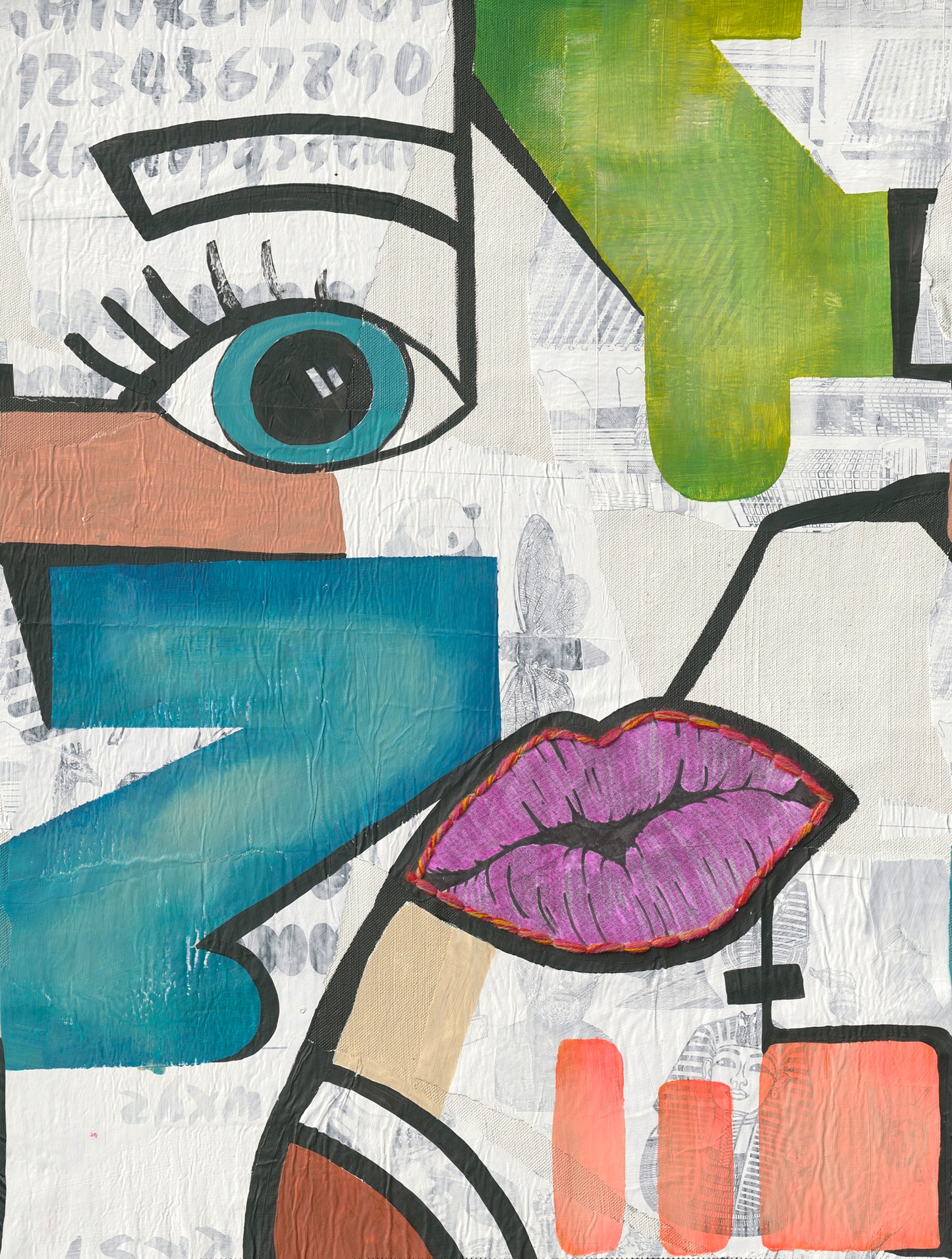 Fototapete Pop Art Gesicht Bunt - 2,12 m x 2,80 m