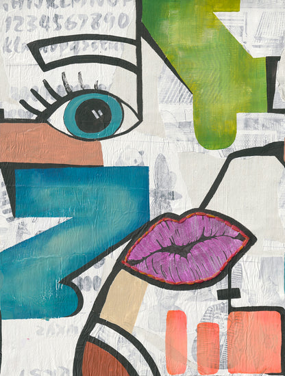 Fototapete Pop Art Gesicht Bunt - 2,12 m x 2,80 m