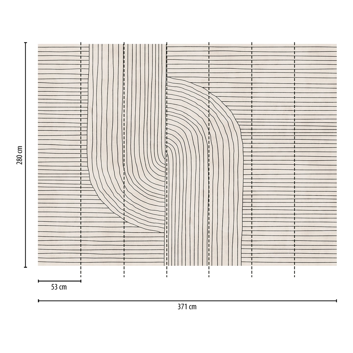 Fototapete Linien Beige - 3,71 m x  2,80 m