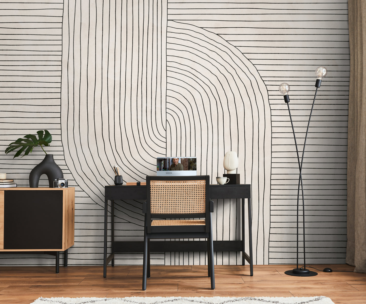 Fototapete Linien Beige - 3,71 m x  2,80 m