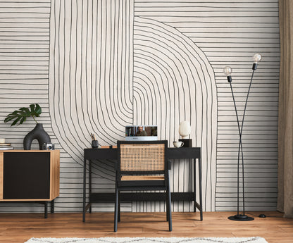 Fototapete Linien Beige - 3,71 m x  2,80 m