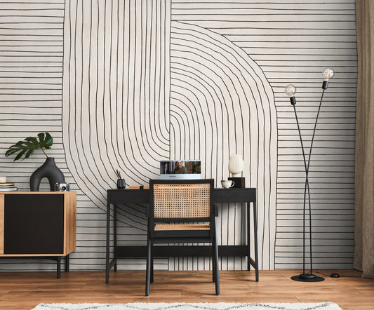 Fototapete Linien Beige - 3,71 m x  2,80 m