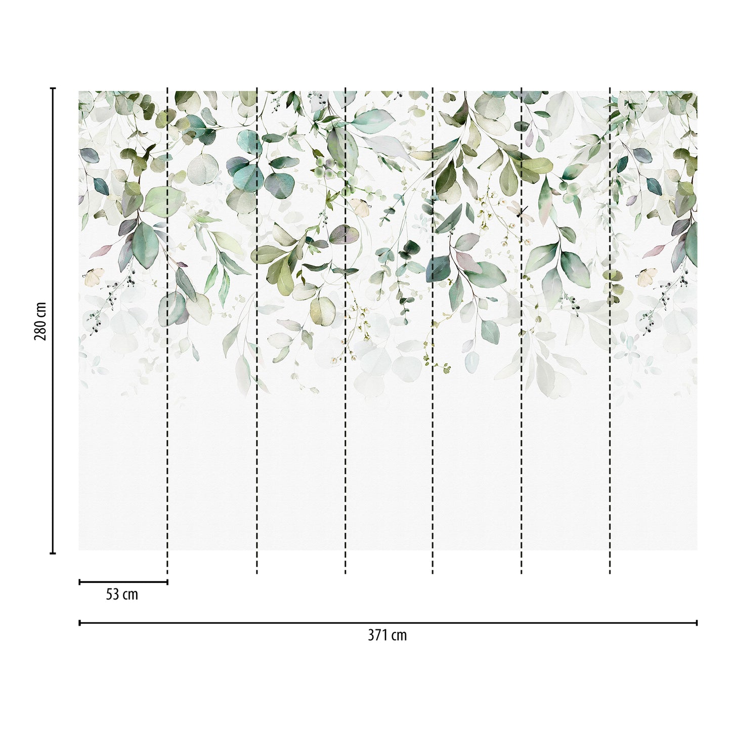 Fototapete Aquarell Blätter – 3,71 m x 2,80 m