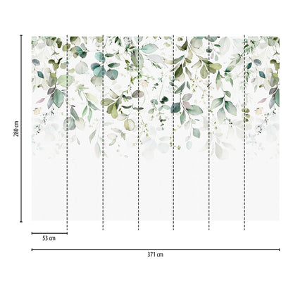 Fototapete Aquarell Blätter – 3,71 m x 2,80 m