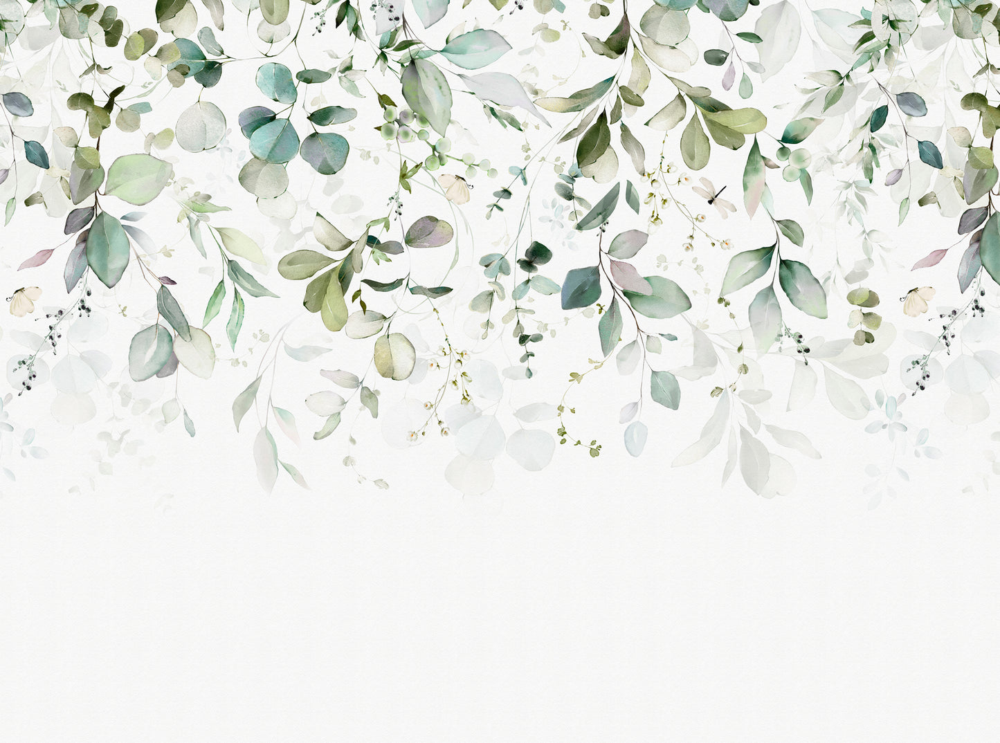 Fototapete Aquarell Blätter – 3,71 m x 2,80 m