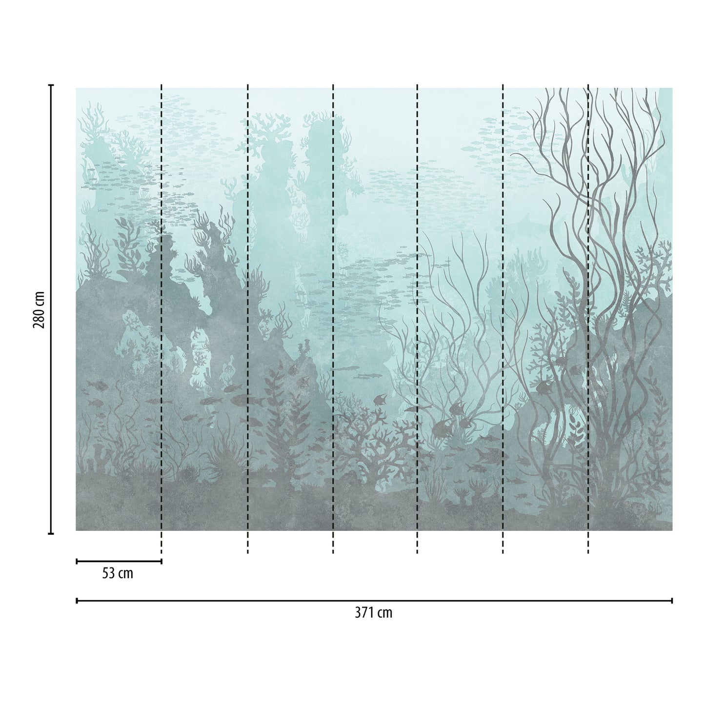 Fototapete Unterwasserwelt Blau - 3,71 m x  2,80 m