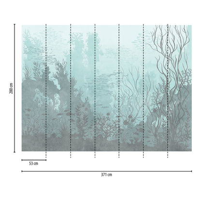 Fototapete Unterwasserwelt Blau - 3,71 m x  2,80 m