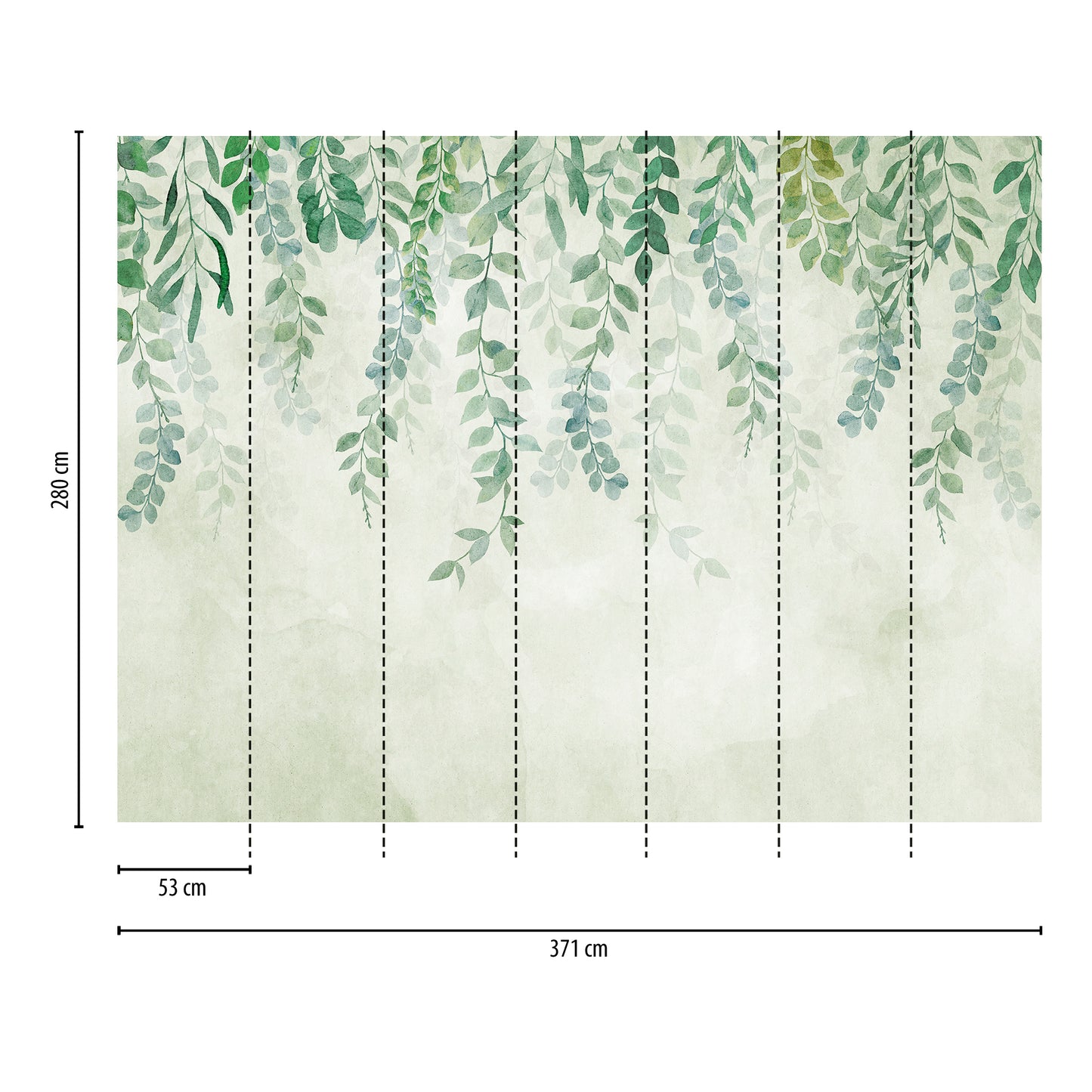 Fototapete Aquarellblätter - 3,71 m x  2,80 m