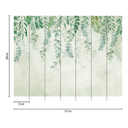 Fototapete Aquarellblätter - 3,71 m x  2,80 m