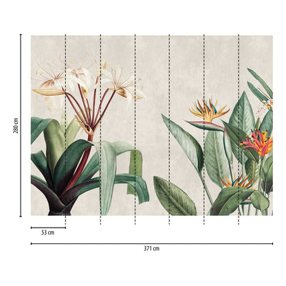 Fototapete Tropische Blüten Blätter - 3,71 m x  2,80 m