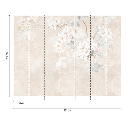 Fototapete Blumen auf Betonwand – 3,71 m x 2,80 m