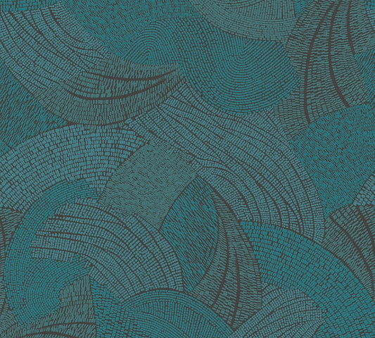 French Affair Geometrische Vliestapete Blau Grün Schwarz 10,05 m x 0,53 m