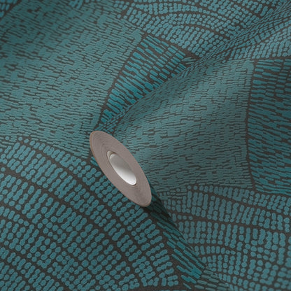 French Affair Geometrische Vliestapete Blau Grün Schwarz 10,05 m x 0,53 m