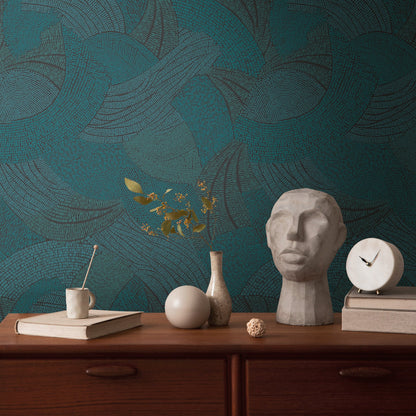 French Affair Geometrische Vliestapete Blau Grün Schwarz 10,05 m x 0,53 m