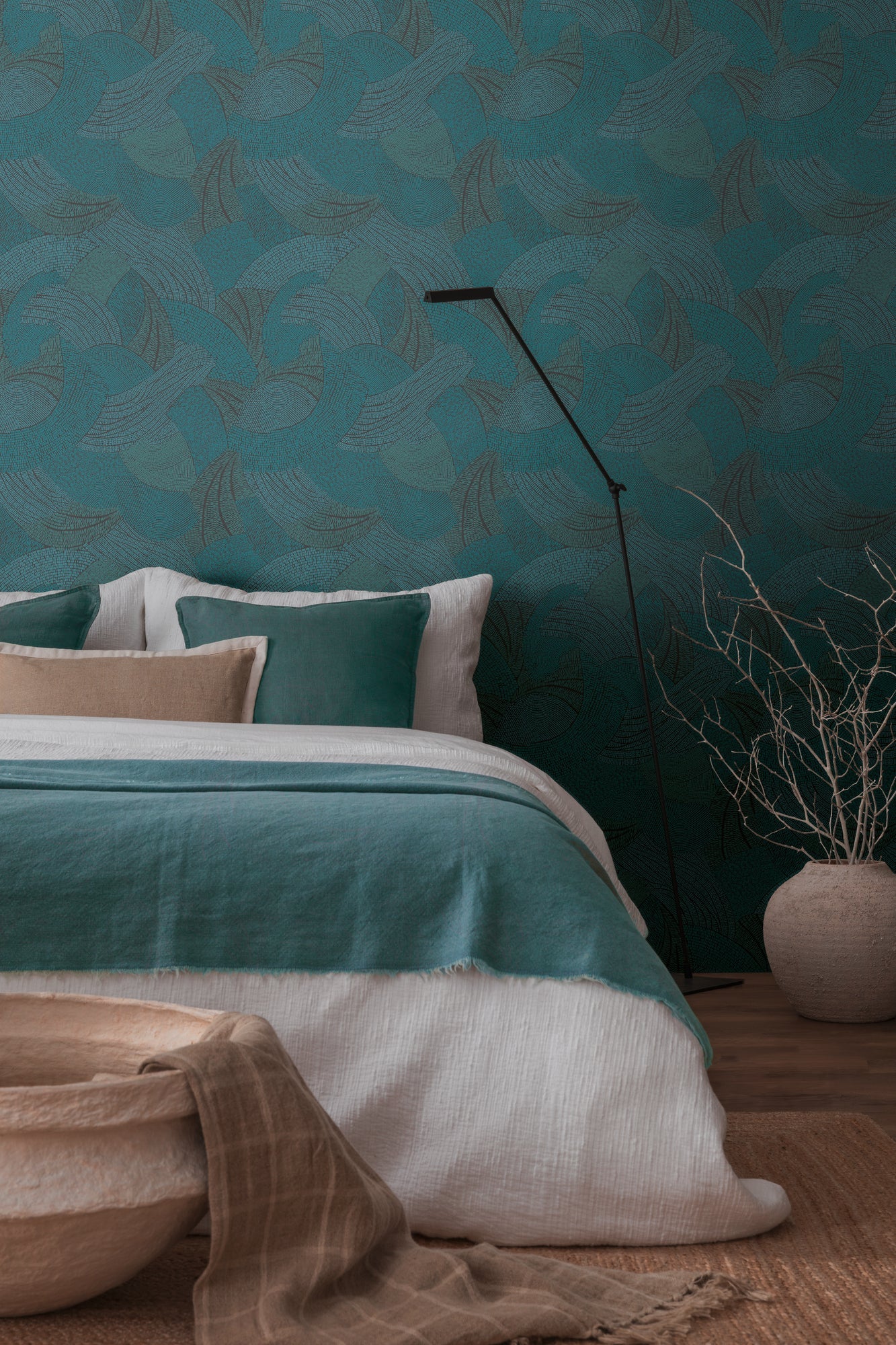 French Affair Geometrische Vliestapete Blau Grün Schwarz 10,05 m x 0,53 m