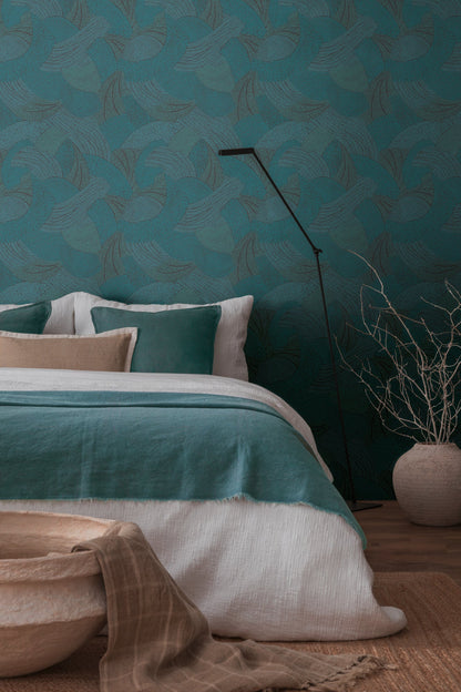 French Affair Geometrische Vliestapete Blau Grün Schwarz 10,05 m x 0,53 m