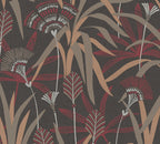 French Affair Blätter Vliestapete Metallic Schwarz Rot Weiß 10,05 m x 0,53 m