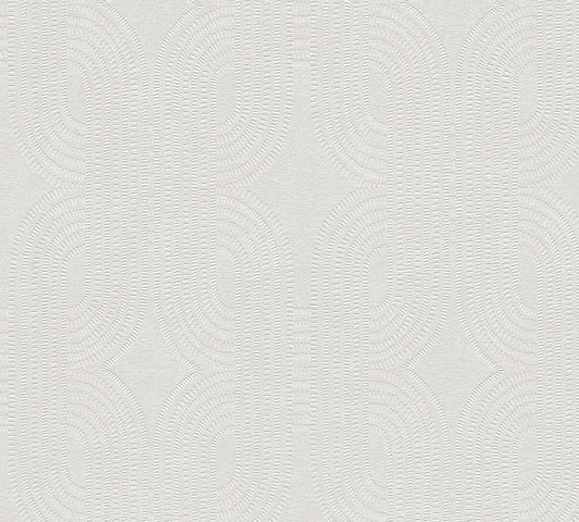 French Affair Geometrische Vliestapete Weiß Grau 10,05 m x 0,53 m