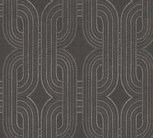 French Affair Geometrische Vliestapete Schwarz Braun Metallic 10,05 m x 0,53 m