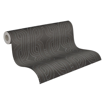 French Affair Geometrische Vliestapete Schwarz Braun Metallic 10,05 m x 0,53 m