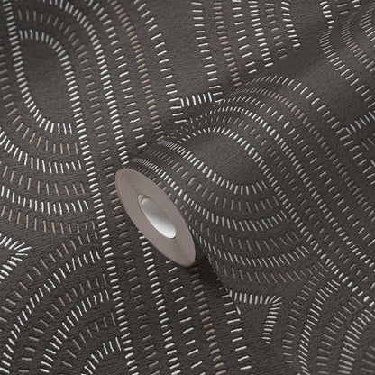 French Affair Geometrische Vliestapete Schwarz Braun Metallic 10,05 m x 0,53 m