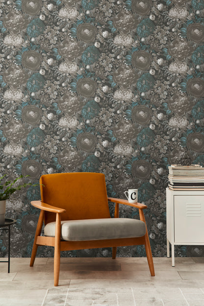 Livingwalls Michalsky 6  Blumen Schwarz - 10,05 m x 0,53 m