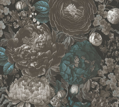 Livingwalls Michalsky 6  Blumen Schwarz - 10,05 m x 0,53 m