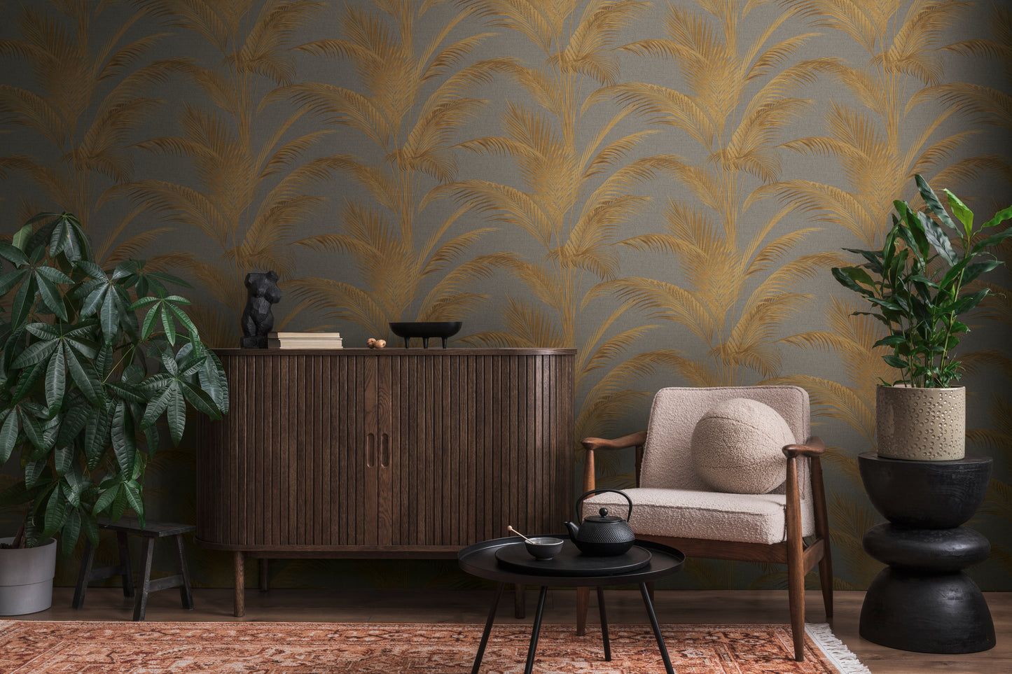 Livingwalls Michalsky 6  Pflanzen Grau Gold - 10,05 m x 0,53 m