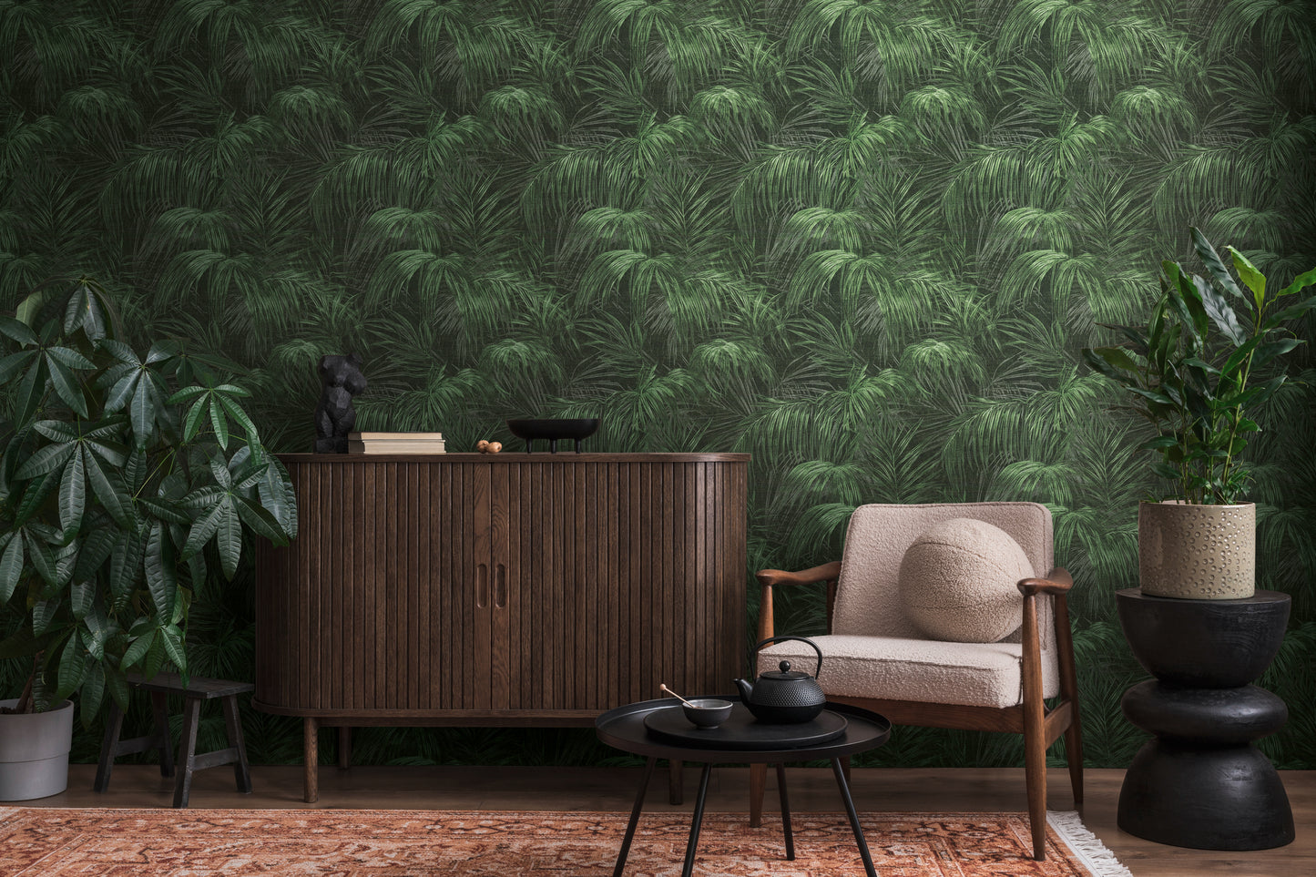 Livingwalls Michalsky 6  Blätter Grün Schwarz - 10,05 m x 0,53 m