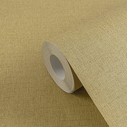 Mustertapete Leinenoptik Goldbeige - 10,05 m x 0,53 m