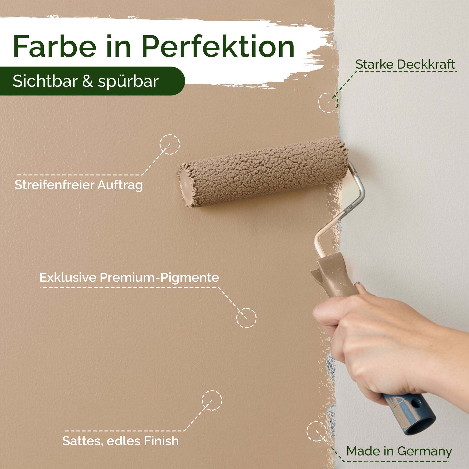 Premium Wandfarbe Golden Oak – Deckend & Lösemittelfrei