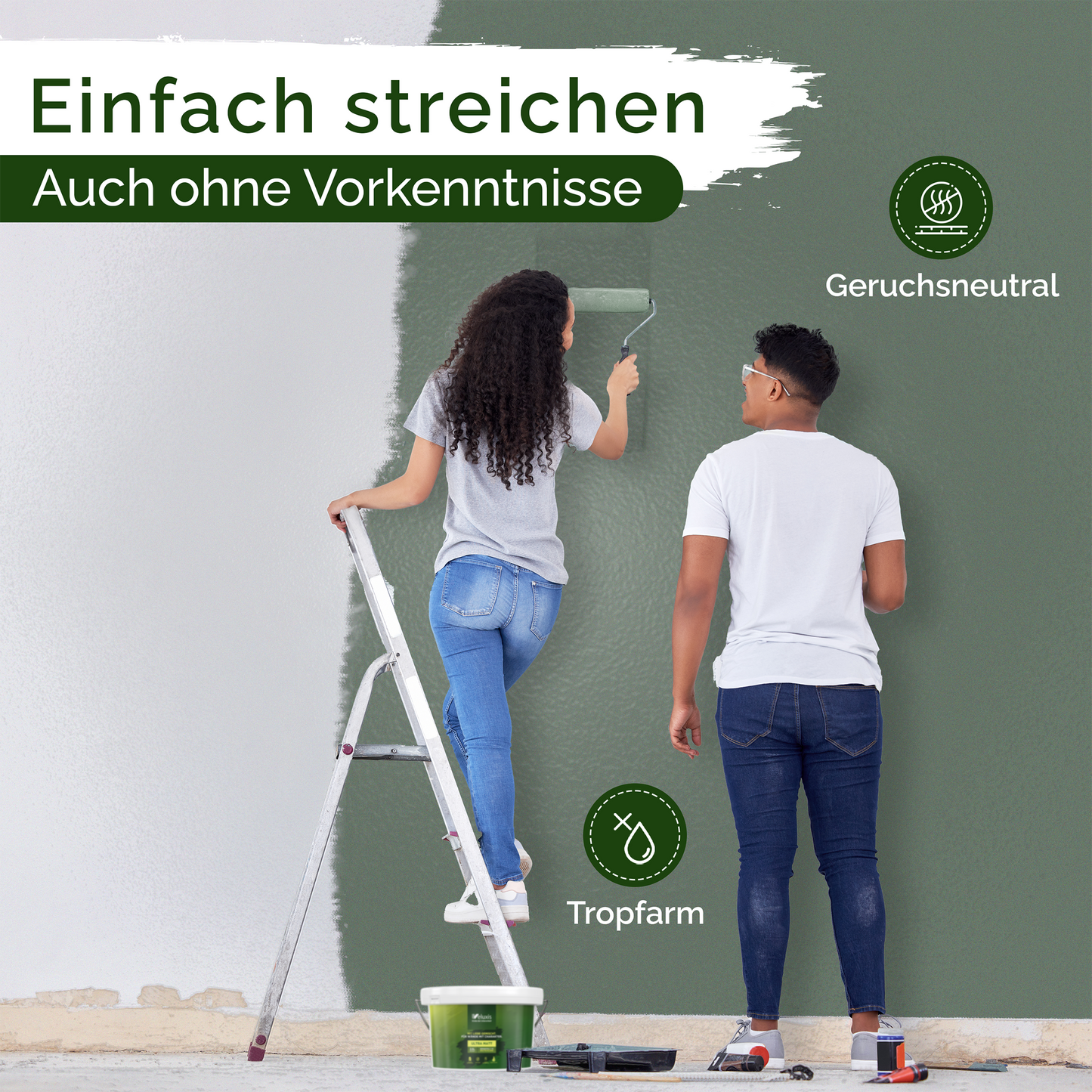 Wandfarbe Grün Matt – Ritzy Rosemary Innenfarbe Veluxis®