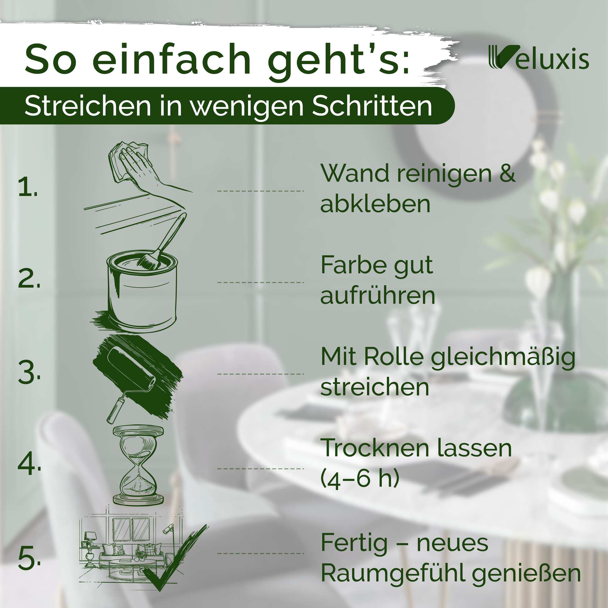 Wandfarbe Woodruff Cream – Made in Germany Veluxis®