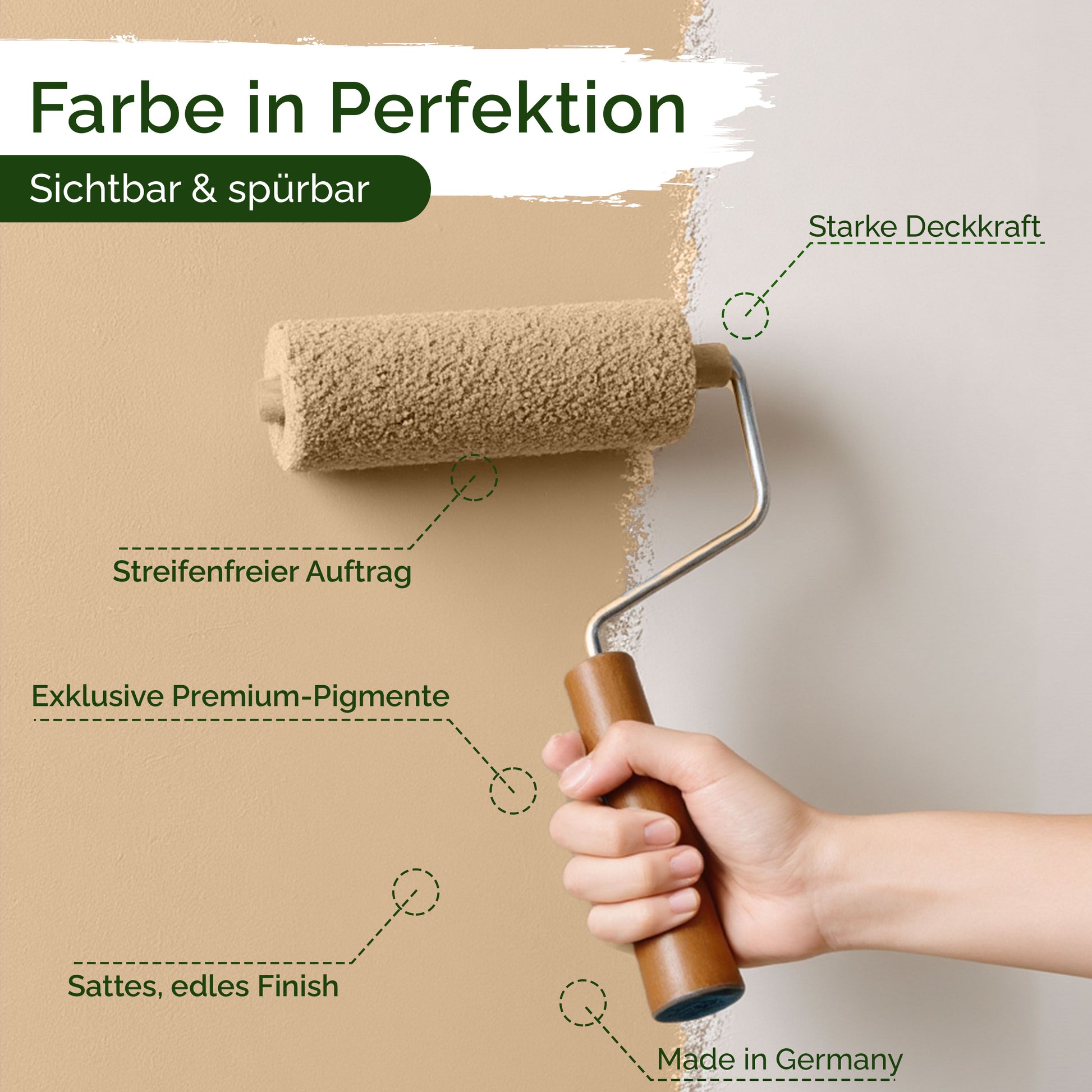 Premium Wandfarbe Golden Beige – Deckend & Lösemittelfrei