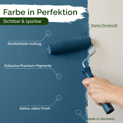 Premium Wandfarbe Midnight Blue – Deckend & Lösemittelfrei