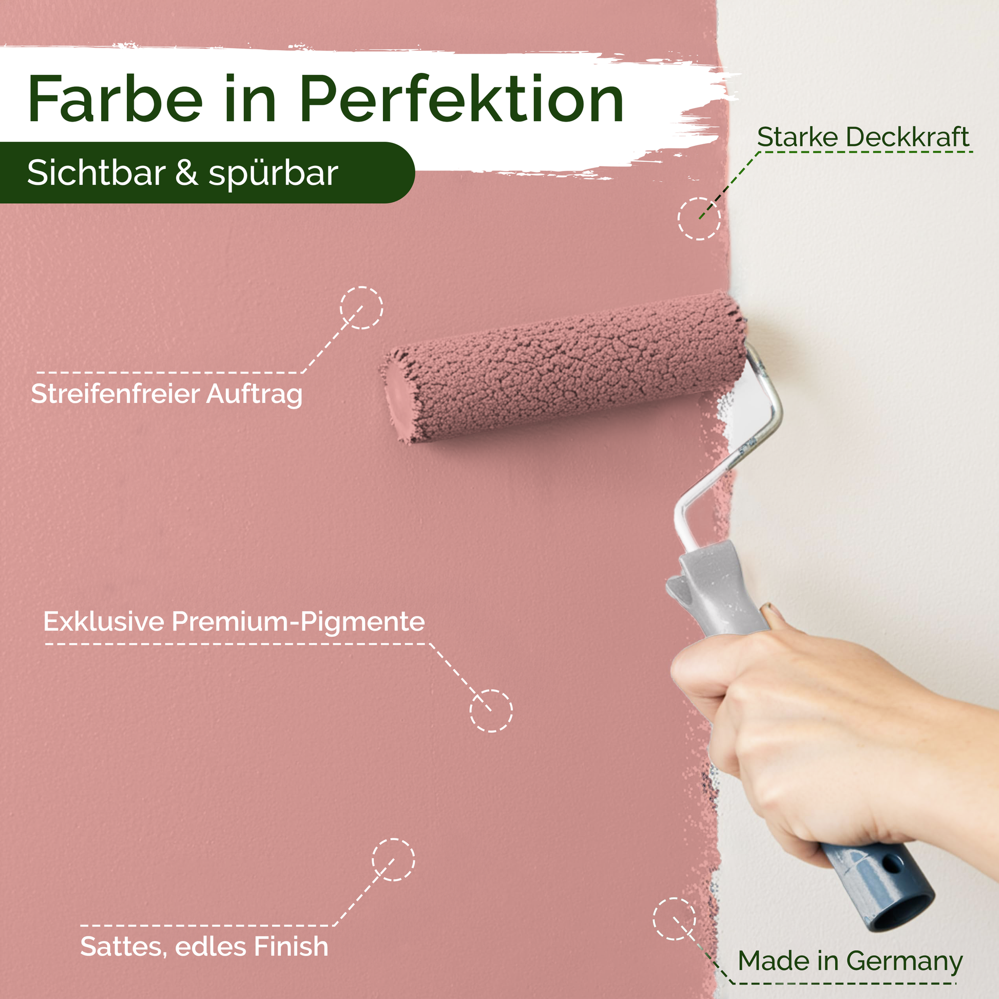 Premium Wandfarbe Blush Peach – Deckend & Lösemittelfrei